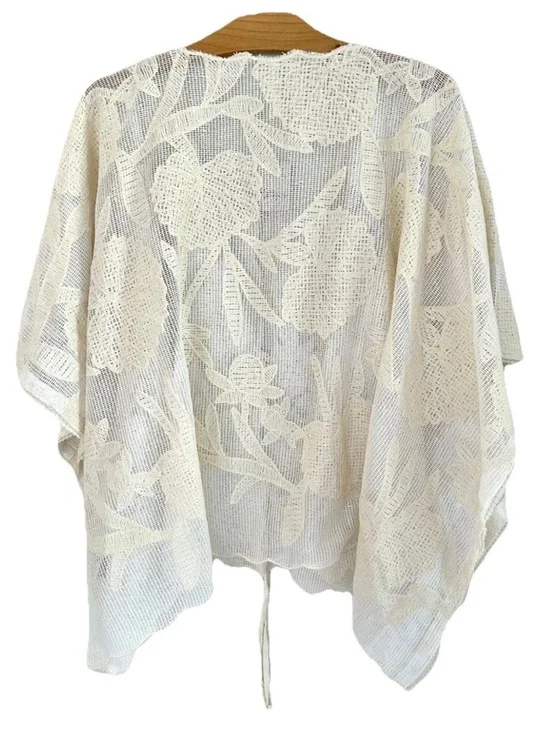 Free People Willow Floral Appliqué Detail Tie Front Cape Top NWT One Size - Picture 10 of 16